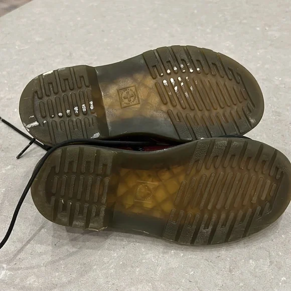 Dr. Martens 1460 kids ankle Maroon Boots sz 1 cherry red leather hightop shoes - Picture 4 of 16